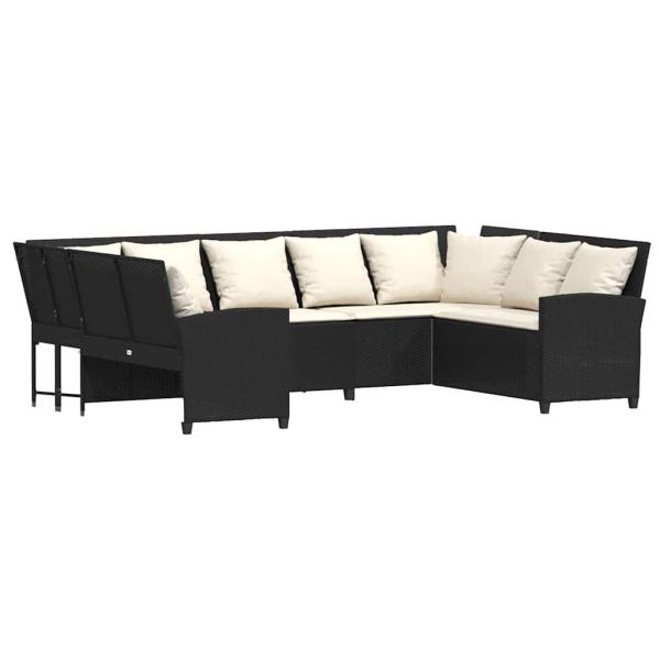 Gartensofa mit Kissen Schwarz Poly Rattan