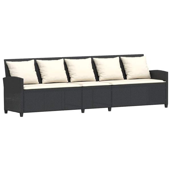 Gartensofa mit Kissen Schwarz Poly Rattan