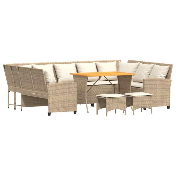 4-tlg. Garten-Sofagarnitur mit Kissen Beige Poly Rattan