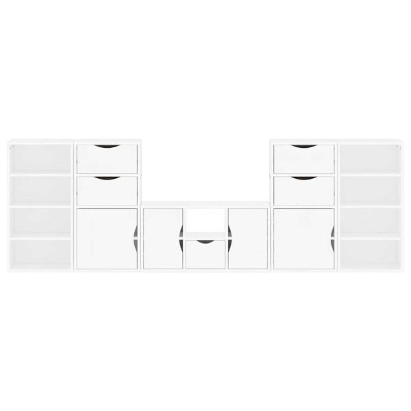 5-tlg. Wohnwand mit Stauraum ODDA Weiß Massivholz Kiefer