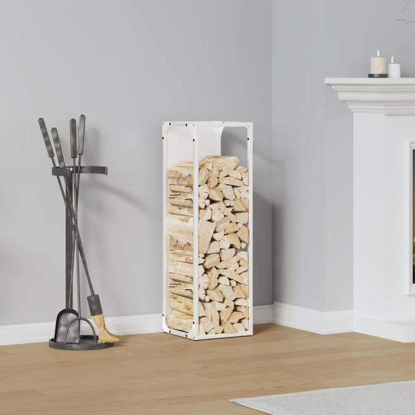 ARDEBO.de - Brennholzregal Weiß 25x25x80 cm Kaltgewalzter Stahl