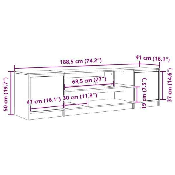 TV-Schrank Schwarz Eiche-Optik 188,5x41x50 cm Holzwerkstoff