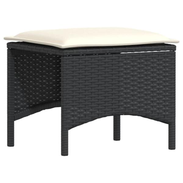 5-tlg. Garten-Sofagarnitur mit Kissen Schwarz Poly Rattan