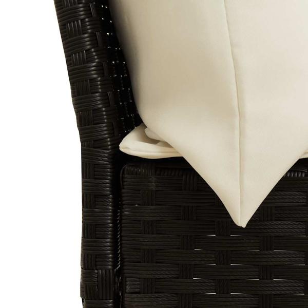 5-tlg. Garten-Sofagarnitur mit Kissen Schwarz Poly Rattan