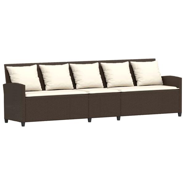 Gartensofa mit Kissen Braun Poly Rattan