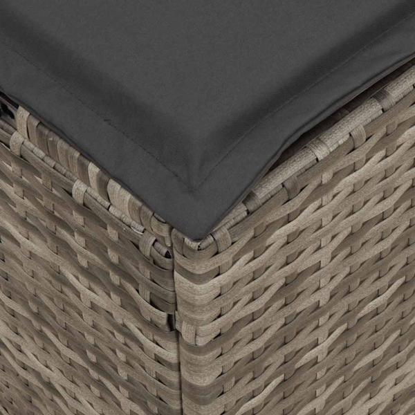 4-tlg. Garten-Sofagarnitur mit Kissen L-Form Grau Poly Rattan