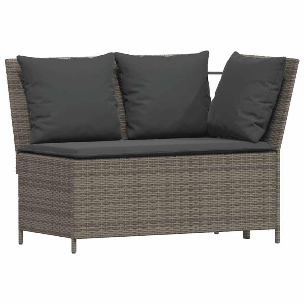 4-tlg. Garten-Sofagarnitur mit Kissen L-Form Grau Poly Rattan