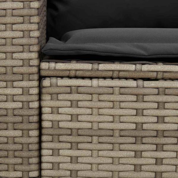 4-tlg. Garten-Sofagarnitur mit Kissen L-Form Grau Poly Rattan