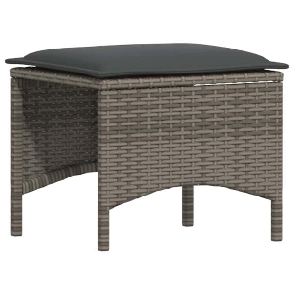 4-tlg. Garten-Sofagarnitur mit Kissen Grau Poly Rattan