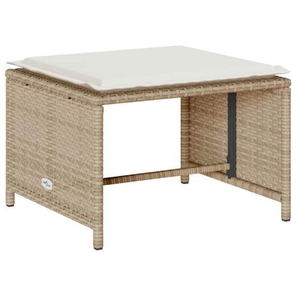 5-tlg. Garten-Sofagarnitur Kissen Stapelbar Beige Poly Rattan