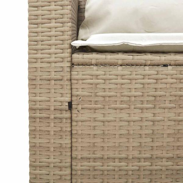 5-tlg. Garten-Sofagarnitur Kissen Stapelbar Beige Poly Rattan