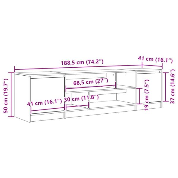 TV-Schrank Betongrau 188,5x41x50 cm Holzwerkstoff