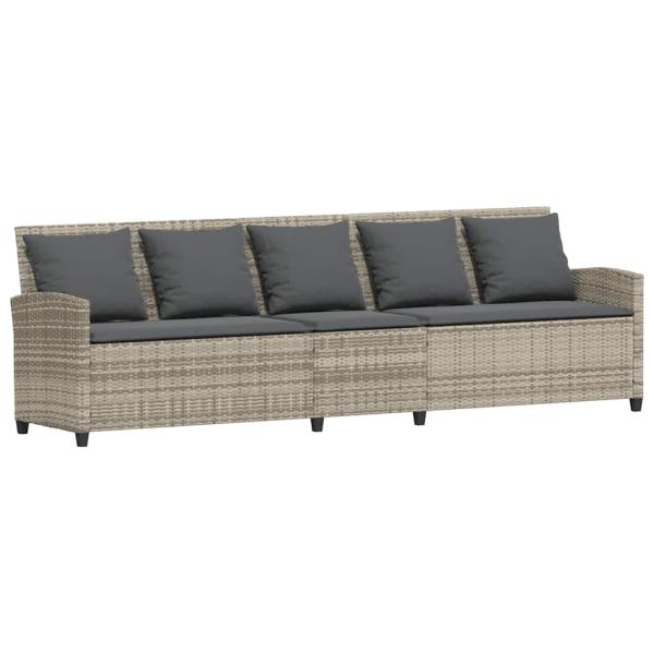 Gartensofa mit Kissen Hellgrau Poly Rattan