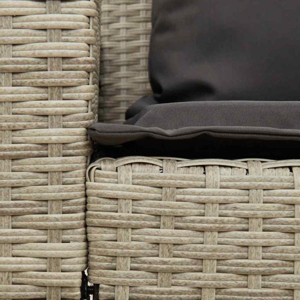 Gartensofa mit Kissen Hellgrau Poly Rattan