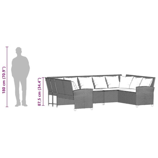 Gartensofa mit Kissen Hellgrau Poly Rattan