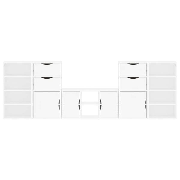 5-tlg. Wohnwand mit Stauraum ODDA Weiß Massivholz Kiefer