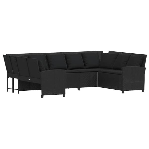 Gartensofa mit Kissen Schwarz Poly Rattan