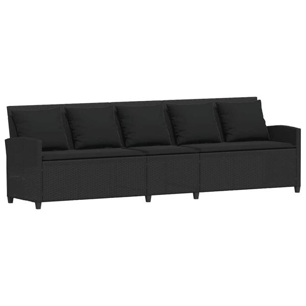 Gartensofa mit Kissen Schwarz Poly Rattan