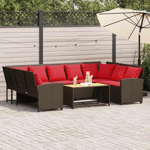 ARDEBO.de - Gartensofa mit Kissen Braun Poly Rattan