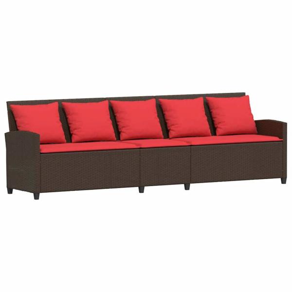 Gartensofa mit Kissen Braun Poly Rattan