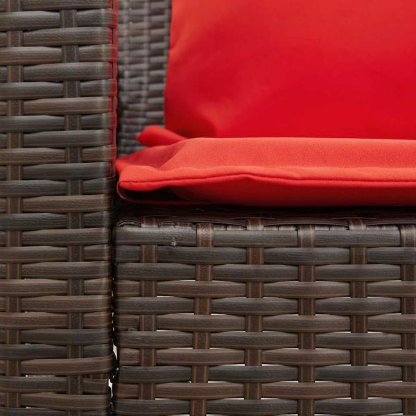 Gartensofa mit Kissen Braun Poly Rattan