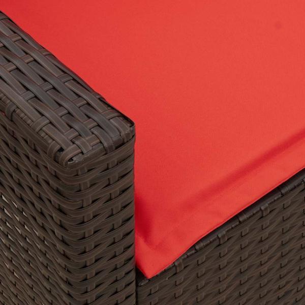 Gartensofa mit Kissen Braun Poly Rattan