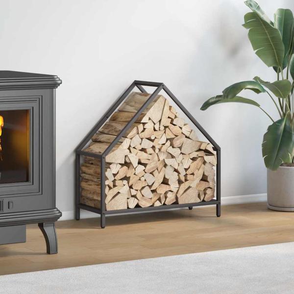 ARDEBO.de - Brennholzregal Schwarz 60x25x60 cm Kaltgewalzter Stahl