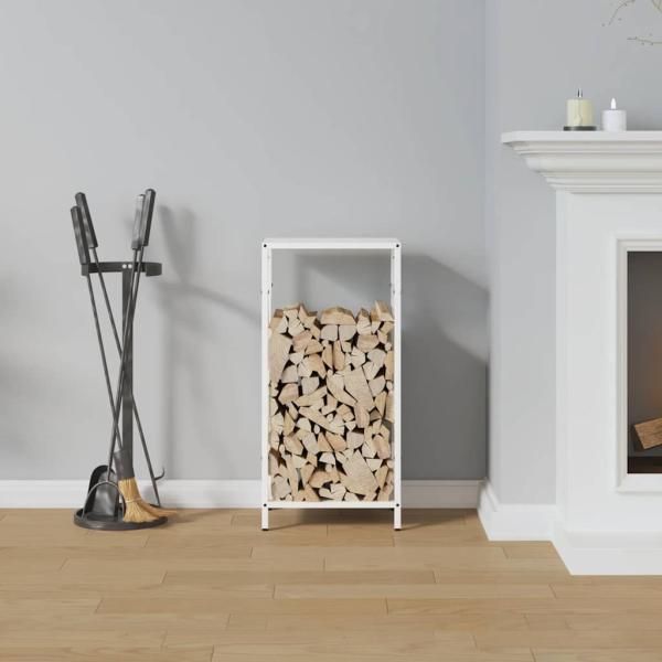 Brennholzregal Weiß 34x25x70 cm Kaltgewalzter Stahl