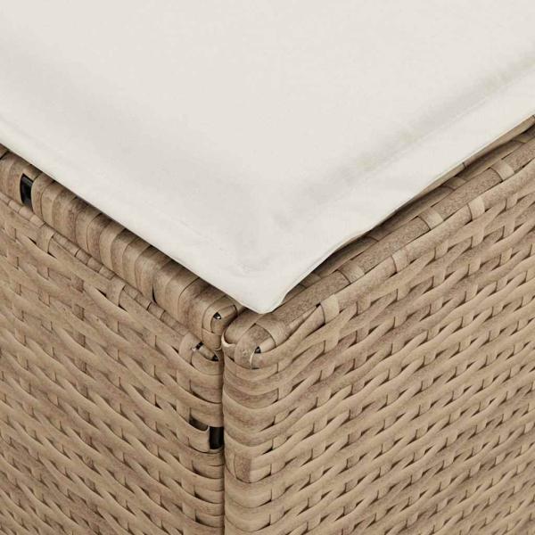 4-tlg. Garten-Sofagarnitur mit Kissen L-Form Beige Poly Rattan