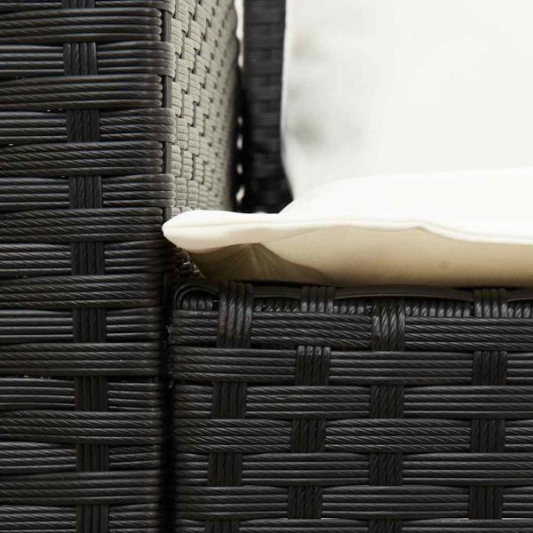4-tlg. Garten-Sofagarnitur mit Kissen Schwarz Poly Rattan
