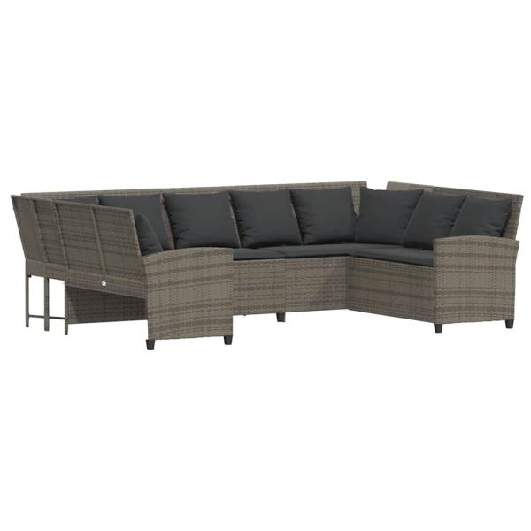Gartensofa mit Kissen Grau Poly Rattan