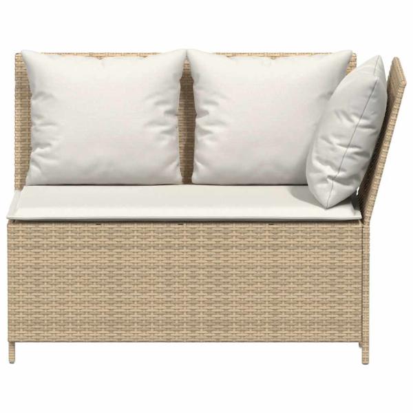 3-tlg. Garten-Sofagarnitur mit Kissen Beige Poly Rattan