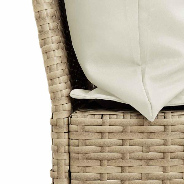3-tlg. Garten-Sofagarnitur mit Kissen Beige Poly Rattan