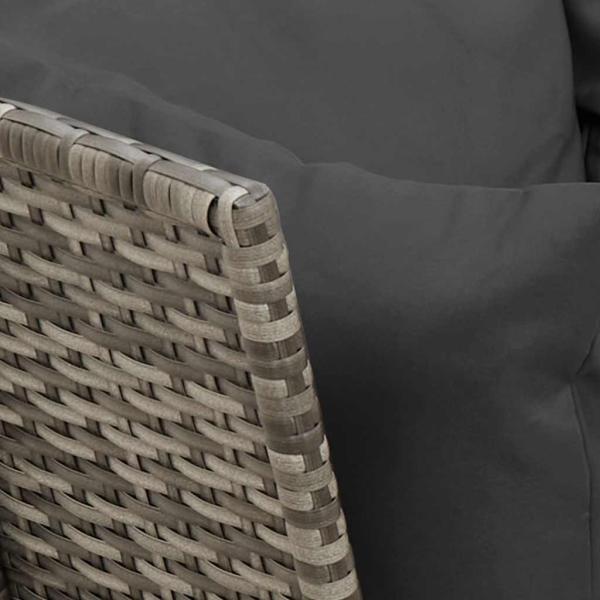 5-tlg. Garten-Sofagarnitur mit Kissen Grau Poly Rattan