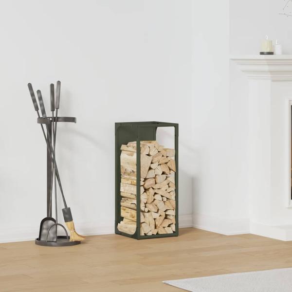 ARDEBO.de - Brennholzregal Olivgrün 25x25x60 cm Kaltgewalzter Stahl