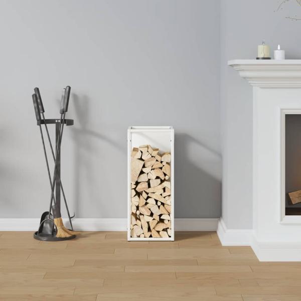 Brennholzregal Weiß 25x25x60 cm Kaltgewalzter Stahl