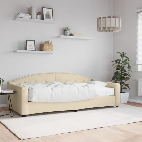 ARDEBO.de - Tagesbett mit Matratze Creme 90x200 cm Stoff