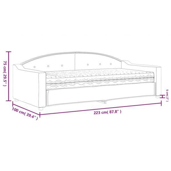 Tagesbett mit Matratze Creme 90x200 cm Stoff