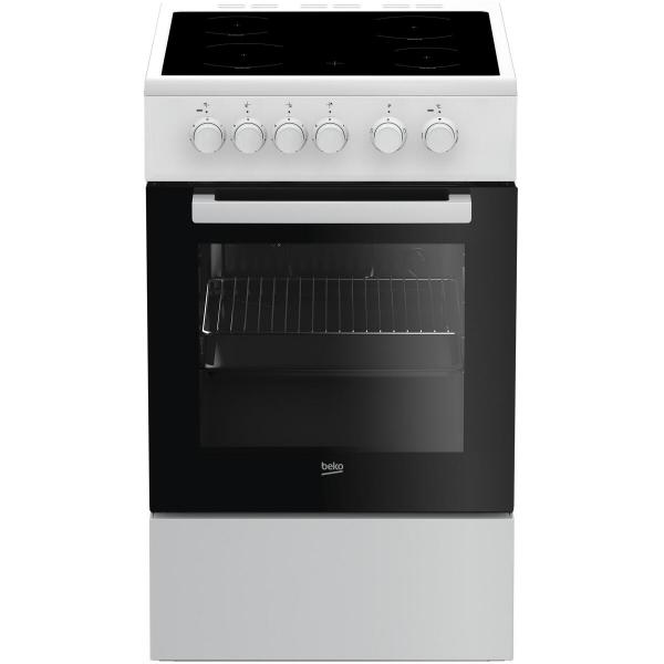 ARDEBO.de Beko FSS57000GW EEK: A Standherd, 50 cm breit, 60 L,G laskeramikkochfeld, Grill, SteamShine, weiß