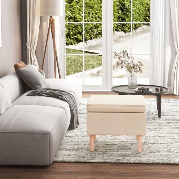 ARDEBO.de - Hocker mit Holzbeinen Creme Stoff