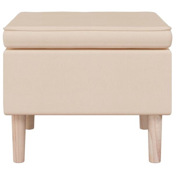 Hocker mit Holzbeinen Creme Stoff