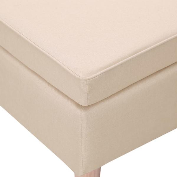 Hocker mit Holzbeinen Creme Stoff