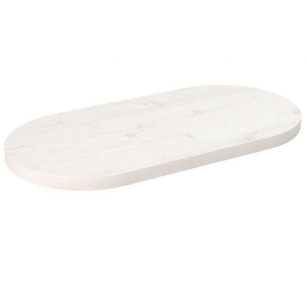 ARDEBO.de - Tischplatte Weiß 70x35x2,5 cm Massivholz Kiefer Oval