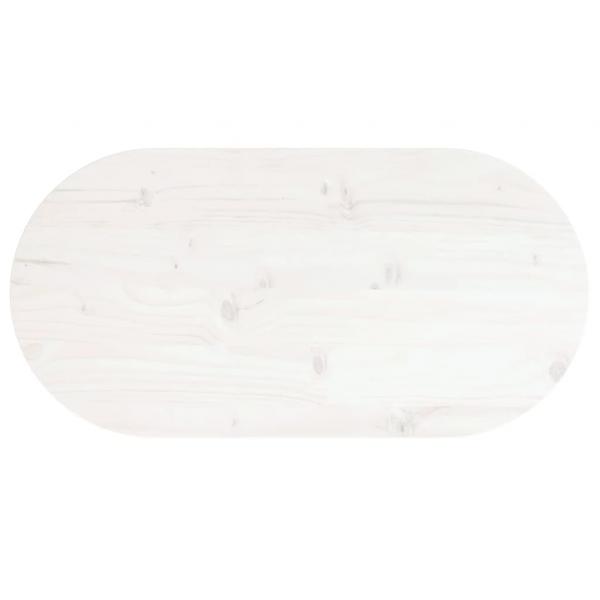 Tischplatte Weiß 70x35x2,5 cm Massivholz Kiefer Oval