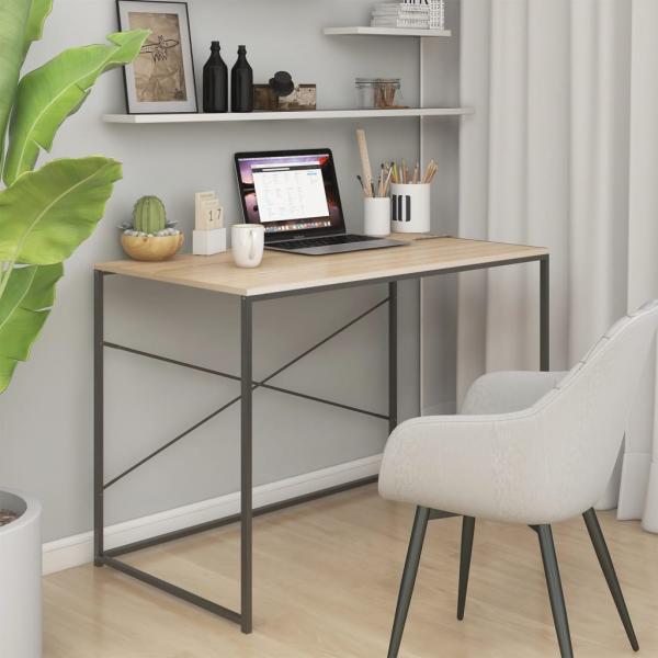 ARDEBO.de - Computertisch Schwarz und Eiche-Optik 110x60x70cm Holzwerkstoff