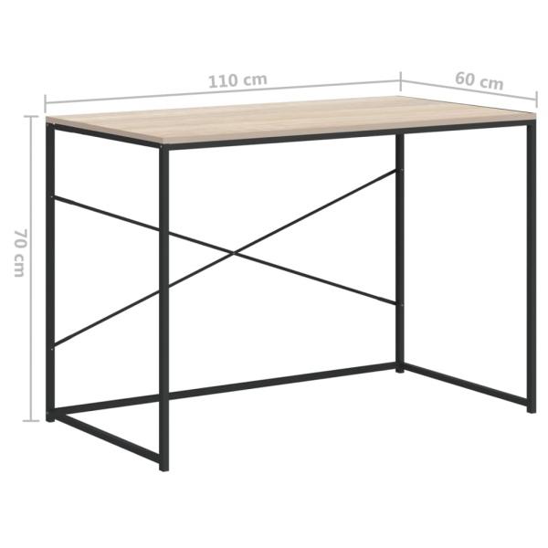 Computertisch Schwarz und Eiche-Optik 110x60x70cm Holzwerkstoff