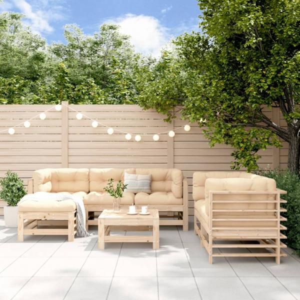 ARDEBO.de - 7-tlg. Garten-Lounge-Set Massivholz Kiefer