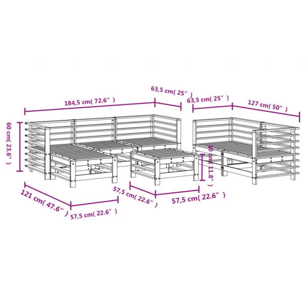 7-tlg. Garten-Lounge-Set Massivholz Kiefer