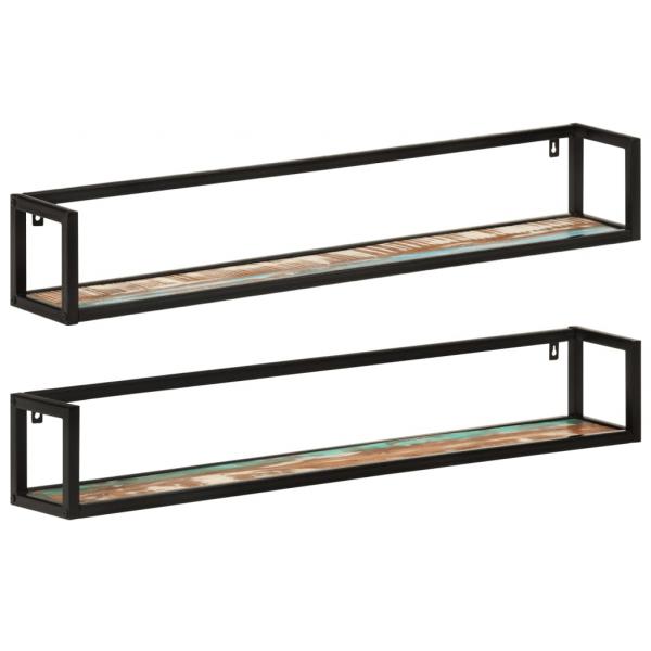 ARDEBO.de - Wandregale 2 Stk. 110x17x17 cm Altholz Massiv und Eisen