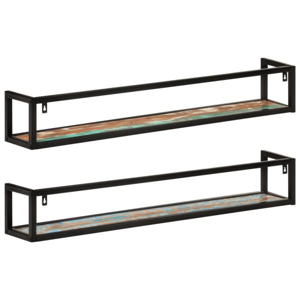 Wandregale 2 Stk. 110x17x17 cm Altholz Massiv und Eisen